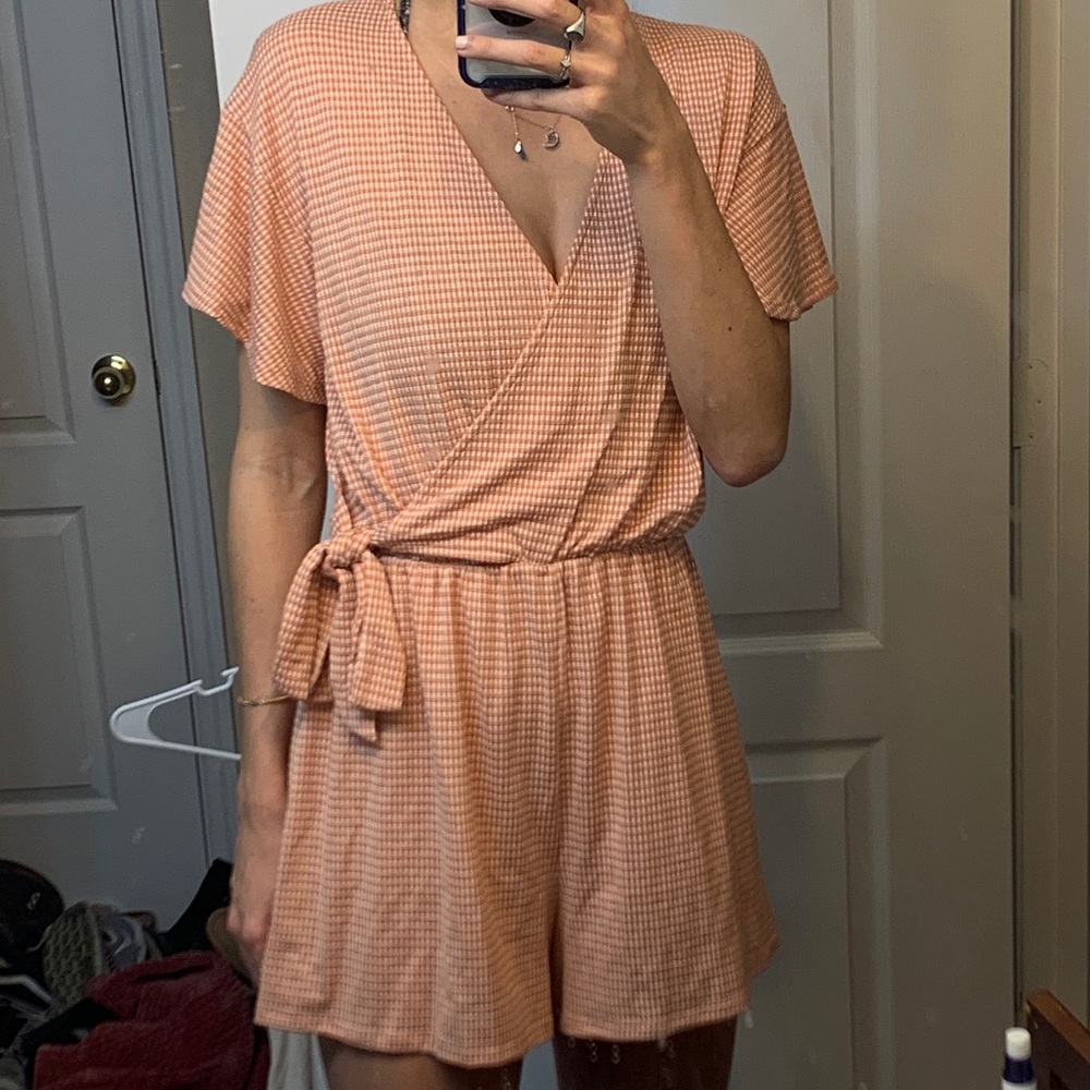 Orange checkered romper